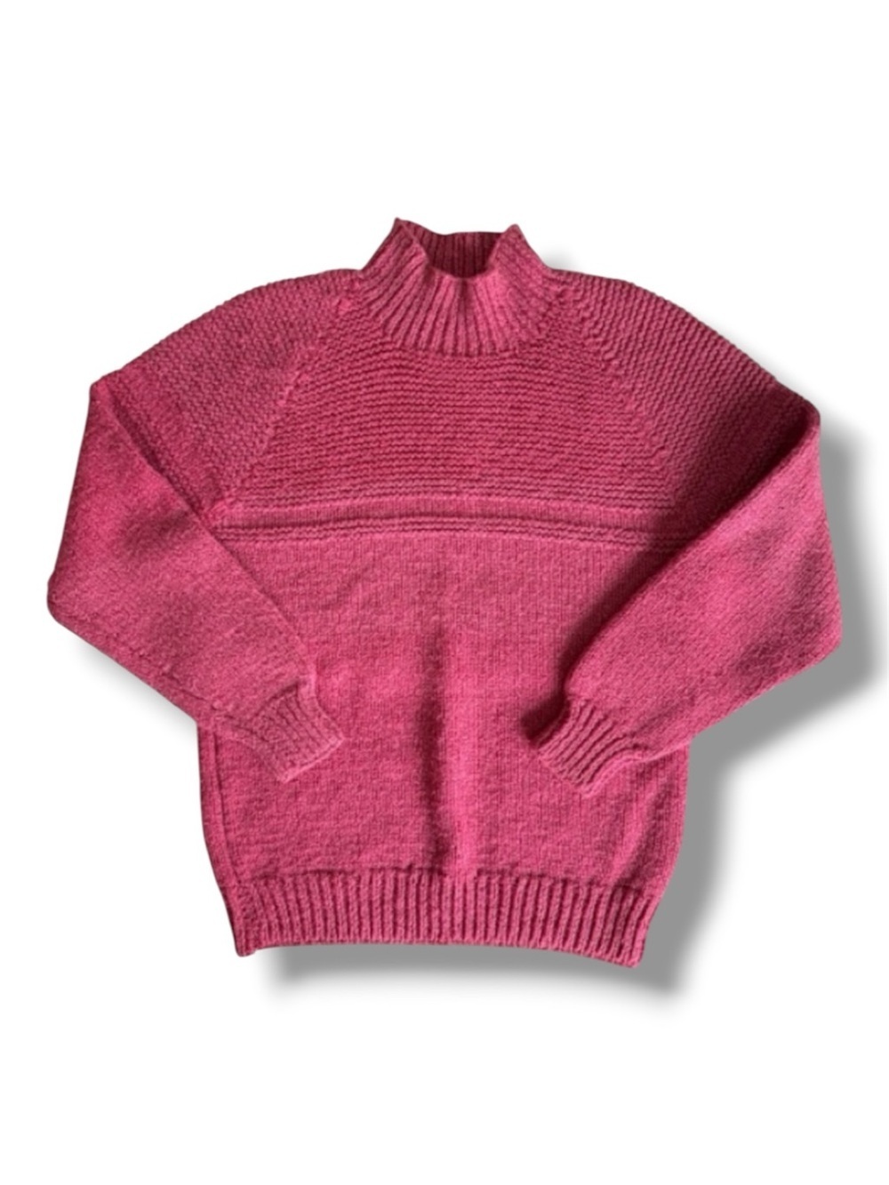 Hand-Knit Wool Sweater Raspberry Pink